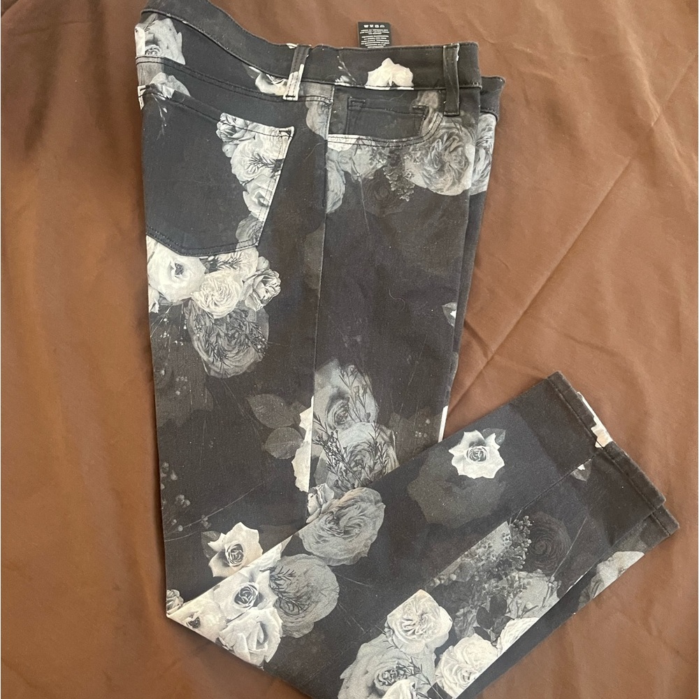 JBrand Womens Skinny Jeans Black/white/grey fleur noir sz 30 Printed Skinny Slim